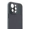 A close-up view of the back of a dark grey iPhone case, showing the camera lens area and embossed branding. Podgląd zdjęcia produktu