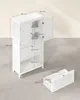 A white cabinet with dimensions indicated, and a separate drawer shown next to it. Produktbild-Vorschau