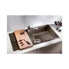 A brown kitchen sink with a faucet, cutting board, knife, and figs. Náhľad obrázku produktu