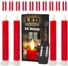 LED Stabkerzen 24 Stück ECHTWACHS ROT - mit Timer Funktion Produktbild-Vorschau 1