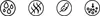 Four circular icons representing product features. Anteprima dell’immagine prodotto