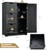 A black storage cabinet with dimensions and weight capacity indicated by text and icons. Náhled obrázku produktu