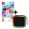 A Nintendo Switch game case and a portable speaker are shown together with a plus sign in between them. Produktbild-Vorschau