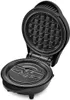 An open black waffle maker with a grid pattern on the top plate and a character-shaped mold on the bottom plate. Náhľad obrázku produktu