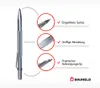 A product image showcasing a metal scribe tool with callouts highlighting its features. Produktbild-Vorschau