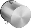A stainless steel bucket with a lid clasp is shown from a low angle, with the circular base facing the viewer. Náhled obrázku produktu