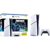 A PlayStation 5 console with a Fortnite bundle box and a controller. Produktbild-Vorschau