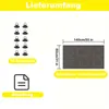 An image showing the contents of a package, including suction cups and a roll of blackout fabric with cutouts. Produktbild-Vorschau