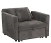 A dark gray corduroy armchair with a pillow, shown against a white background. Produktbild-Vorschau