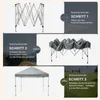 Collage of images showing the steps to set up a pop-up gazebo. Produktbild-Vorschau