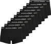 A stack of black boxer briefs with the brand name 'JACK & JONES' printed on the waistband. Produktbild-Vorschau