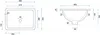 Technical drawing with dimensions of a rectangular sink. Náhľad obrázku produktu