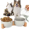 MERSJO Keramik Doppelschale Holz, Fressnapf Hund und Katze, Produktbild-Vorschau 1