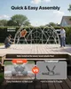 Two people assembling a white geodesic dome structure on a wooden deck outdoors. Anteprima dell’immagine prodotto