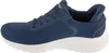 Side view of a navy blue Skechers sneaker with a white sole. Produktbild-Vorschau