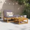vidaXL 3-tlg. Garten-Lounge-Set mit Kissen Massivholz Produktbild-Vorschau 2