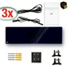 A collection of items including a heating panel, cables, screws, wall plugs, and mounting brackets, presented on a white background. Náhled obrázku produktu