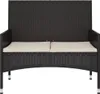 Panca da giardino a 2 posti con cuscini in poly rattan nero Anteprima dell’immagine prodotto 3