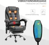 A black ergonomic office chair with massage and heating functions, shown with a remote control and feature callouts. Náhled obrázku produktu