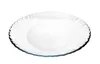 A white glass dessert plate with a fluted rim and a dark blue edge. Anteprima dell’immagine prodotto