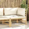 vidaXL Garten-Ecksofa mit Kissen Cremeweiß Bambus Produktbild-Vorschau 1