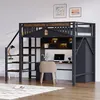 A loft bed with a desk and storage stairs in a room. Náhled obrázku produktu