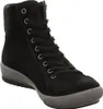 A black leather high-top sneaker with a grey sole and grey fabric accent at the ankle. Anteprima dell’immagine prodotto