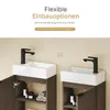 Two identical bathroom vanity units with sinks and faucets are shown side-by-side, with the left unit's door open to reveal storage. Náhled obrázku produktu