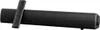 A black soundbar with a black remote control resting on it, presented against a white background. Náhled obrázku produktu