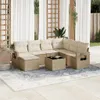 vidaXL 8-tlg. Garten-Sofagarnitur mit Kissen Beige Poly Produktbild-Vorschau 2