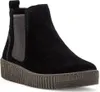 A single black Chelsea boot with a thick gray sole is shown against a white background. Produktbild-Vorschau