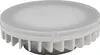 A close-up studio shot of a round, white LED light fixture with a ribbed gray base. Produktbild-Vorschau