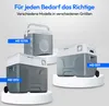 Three different models of portable electric coolers are displayed on white pedestals against a light gray and white gradient background. Text overlays identify each model. Produktbild-Vorschau