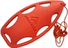 An orange rescue buoy with a rope and strap is shown against a white background. Produktbild-Vorschau