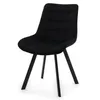 A black upholstered dining chair with tufted detailing and black metal legs, presented against a white background. Podgląd zdjęcia produktu