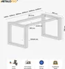 A diagram of metal table legs with dimensions and feature icons. Produktbild-Vorschau