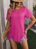 ASKSA T-shirt femme col rond été manches courtes élégant Voir les images du produit 4
