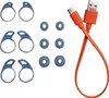 A collection of accessories for JBL Reflect Aero earbuds, including ear tips and a charging cable. Náhľad obrázku produktu