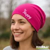 Huuraa Beanie Be Happy Schriftzug Fuchsia One Size Produktbild-Vorschau 2