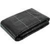 A folded black landscape fabric with green stripes. Voir les images du produit
