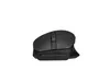 A black computer mouse is shown from a side angle against a white background. Voir les images du produit