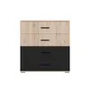 A modern chest of drawers with a wood-effect top and black drawer fronts, presented on a white background. Voir les images du produit