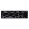 A black mechanical gaming keyboard is shown from a top-down perspective against a white background. Produktbild-Vorschau