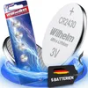 A product shot of CR2430 lithium coin cell batteries, with packaging and a single battery prominently displayed, surrounded by electric blue lightning effects. Produktbild-Vorschau