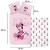 A flat lay of Minnie Mouse themed bedding with dimensions indicated. Produktbild-Vorschau
