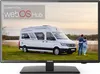 A white camper van parked in a grassy field with a couple standing in front of it, looking out at a body of water. The sky is a soft orange and pink, suggesting sunset or sunrise. The image is displayed on a TV screen. Produktbild-Vorschau