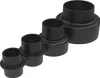 A set of four black plastic adapters of decreasing size, arranged diagonally on a white background. Produktbild-Vorschau