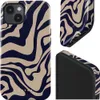 A collage of an iPhone case with a beige and navy blue abstract pattern. Náhled obrázku produktu