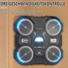 A black electronic device with blue LED lights, mounted on a light brown wall. Produktbild-Vorschau