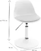 A white adjustable desk chair with dimensions indicated by lines and text. Produktbild-Vorschau